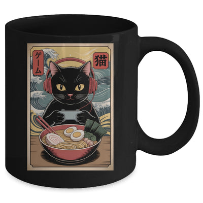 Cute Kawaii Gamer Cat Funny Ramen Retro Japanese Cat Gaming Mug | siriusteestore