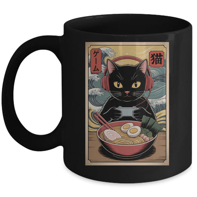 Cute Kawaii Gamer Cat Funny Ramen Retro Japanese Cat Gaming Mug | siriusteestore