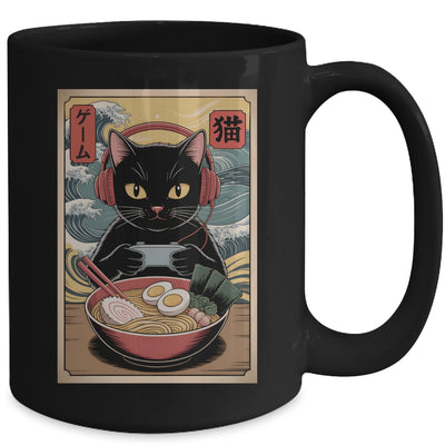 Cute Kawaii Gamer Cat Funny Ramen Retro Japanese Cat Gaming Mug | siriusteestore