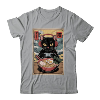 Cute Kawaii Gamer Cat Funny Ramen Retro Japanese Cat Gaming Shirt & Hoodie | siriusteestore