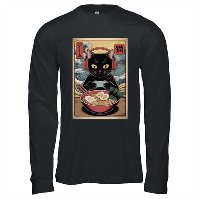 Cute Kawaii Gamer Cat Funny Ramen Retro Japanese Cat Gaming Shirt & Hoodie | siriusteestore