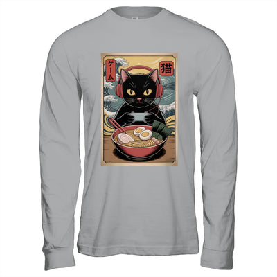 Cute Kawaii Gamer Cat Funny Ramen Retro Japanese Cat Gaming Shirt & Hoodie | siriusteestore