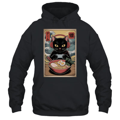 Cute Kawaii Gamer Cat Funny Ramen Retro Japanese Cat Gaming Shirt & Hoodie | siriusteestore
