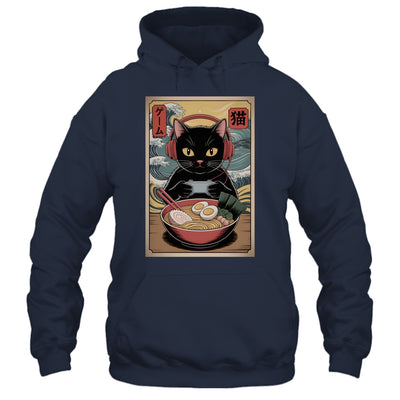 Cute Kawaii Gamer Cat Funny Ramen Retro Japanese Cat Gaming Shirt & Hoodie | siriusteestore