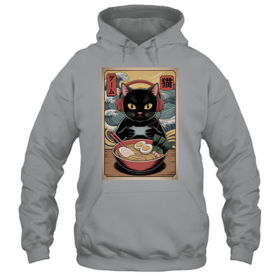 Cute Kawaii Gamer Cat Funny Ramen Retro Japanese Cat Gaming Shirt & Hoodie | siriusteestore