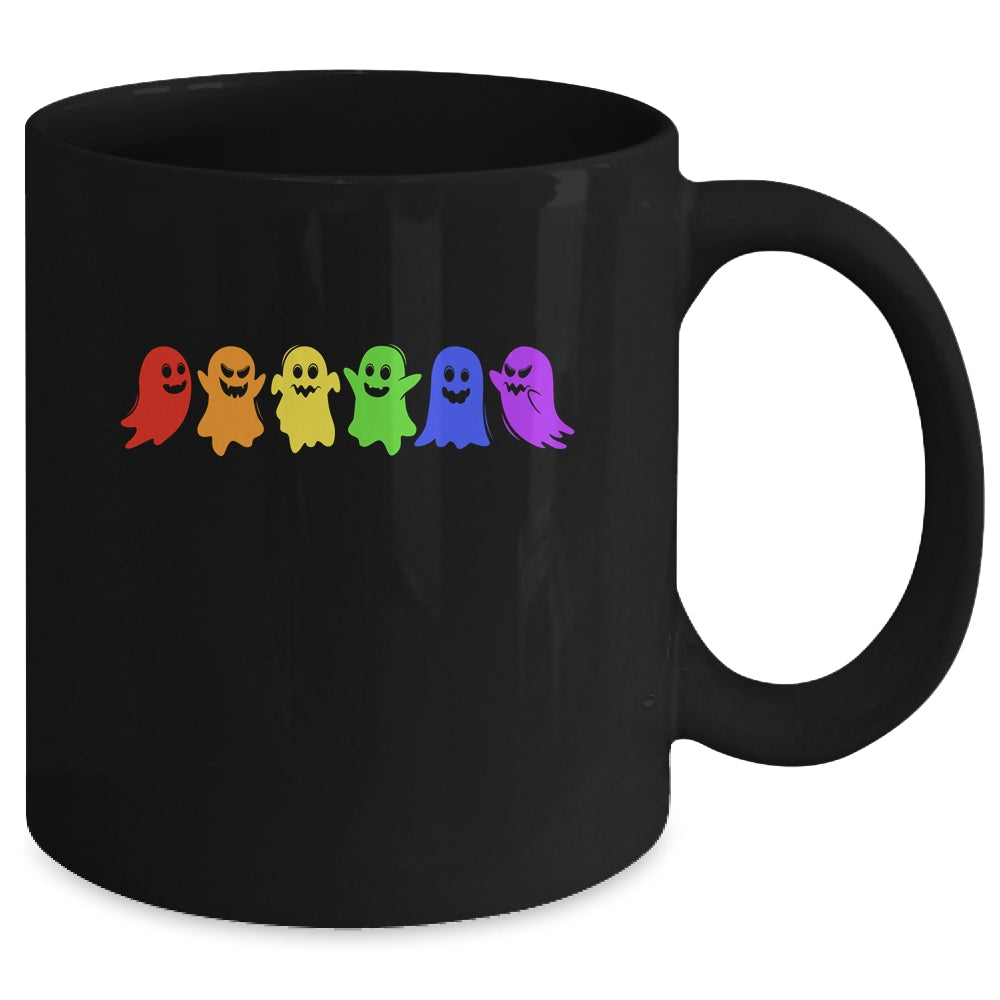 Cute LGBTQ Ghost LGBT Halloween Ghost Rainbow Gay Mug | siriusteestore