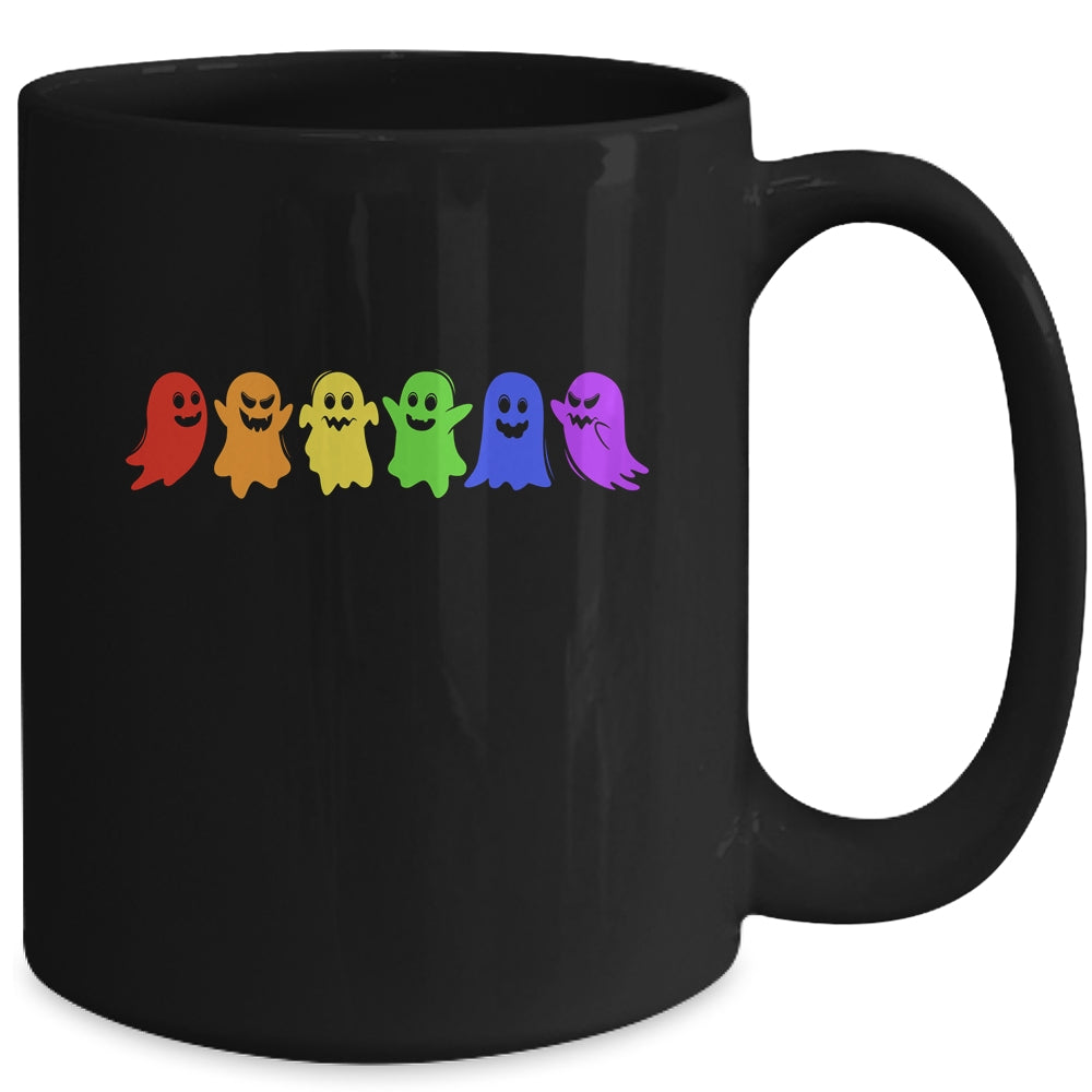 Cute LGBTQ Ghost LGBT Halloween Ghost Rainbow Gay Mug | siriusteestore