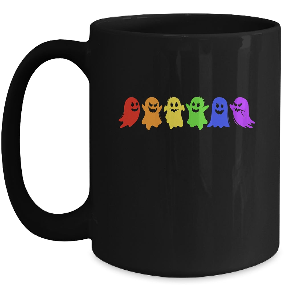 Cute LGBTQ Ghost LGBT Halloween Ghost Rainbow Gay Mug | siriusteestore