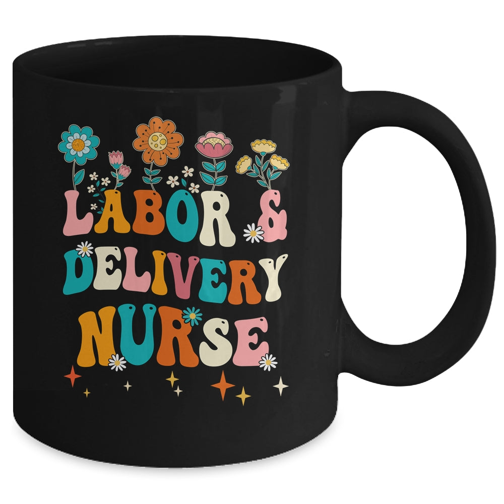Cute Labor And Delivery Nurse For Women L&D Groovy Mug | siriusteestore