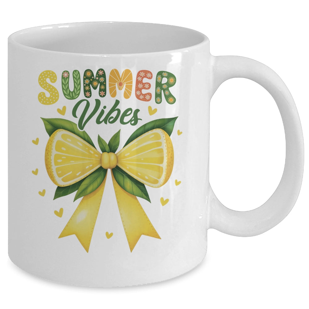 Cute Lemon Tropical Fruits Coquette Bow Summer Vibes Girl Mug | siriusteestore