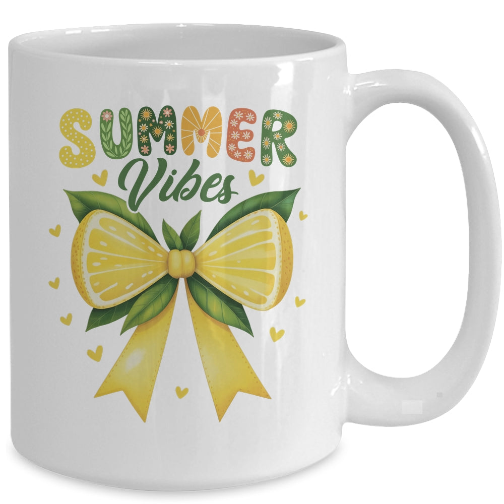 Cute Lemon Tropical Fruits Coquette Bow Summer Vibes Girl Mug | siriusteestore