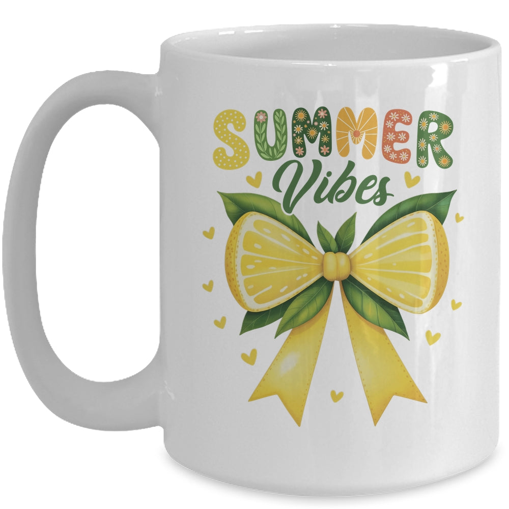 Cute Lemon Tropical Fruits Coquette Bow Summer Vibes Girl Mug | siriusteestore