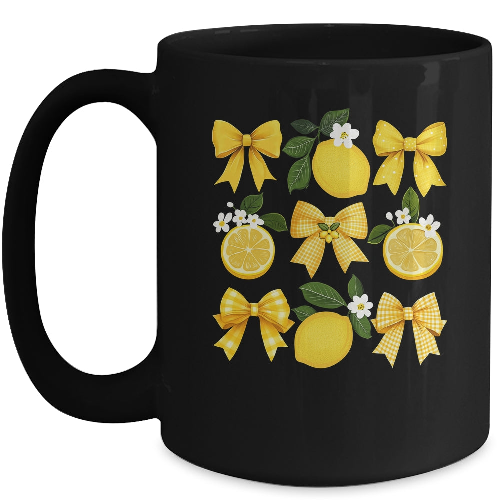 Cute Lemon Tropical Fruits Coquette Bows Summer Girl Women Mug | siriusteestore
