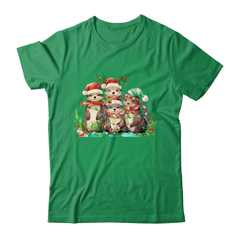 Cute Otter Christmas Funny Xmas Lights Animals Lover Shirt & Sweatshirt | siriusteestore