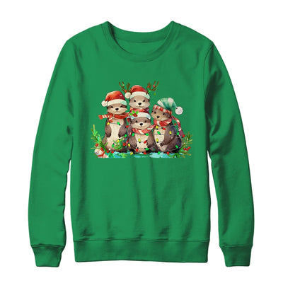 Cute Otter Christmas Funny Xmas Lights Animals Lover Shirt & Sweatshirt | siriusteestore