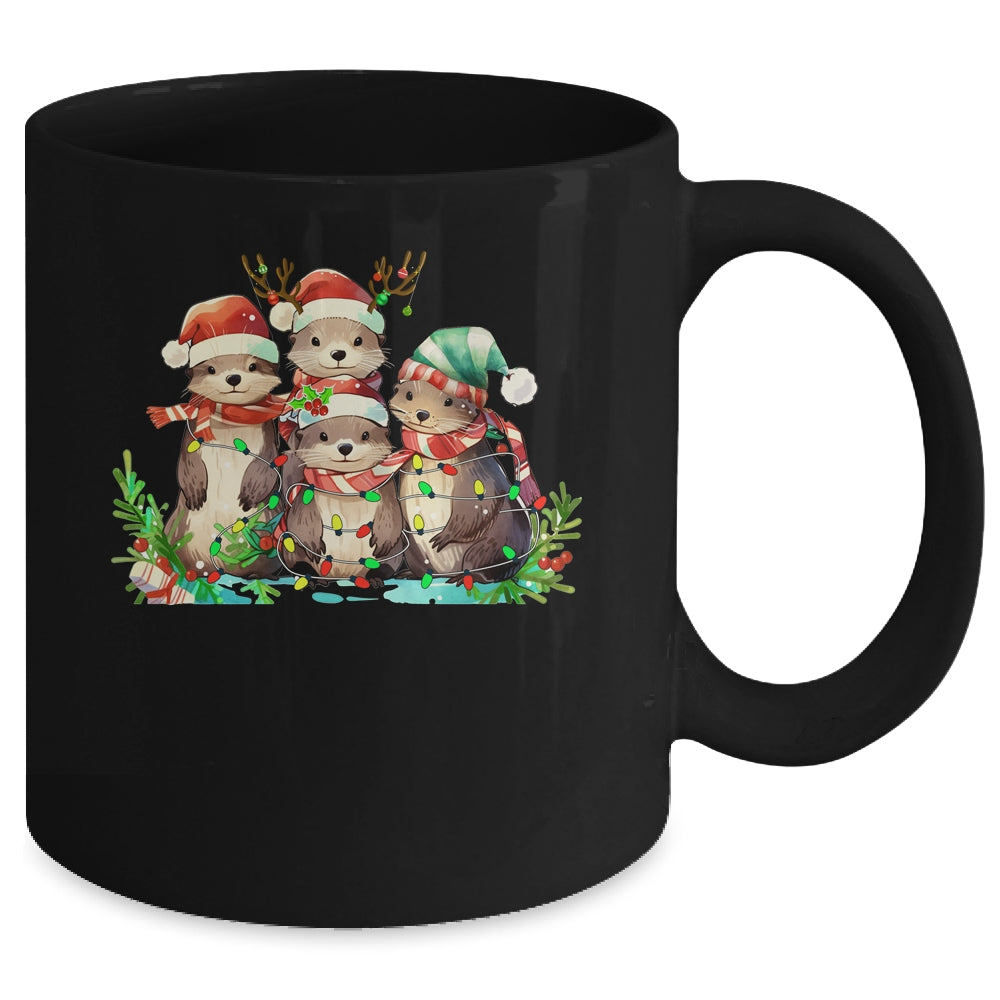 Cute Otter Christmas Funny Xmas Lights Animals Lover Mug | siriusteestore