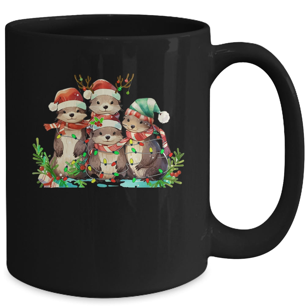 Cute Otter Christmas Funny Xmas Lights Animals Lover Mug | siriusteestore