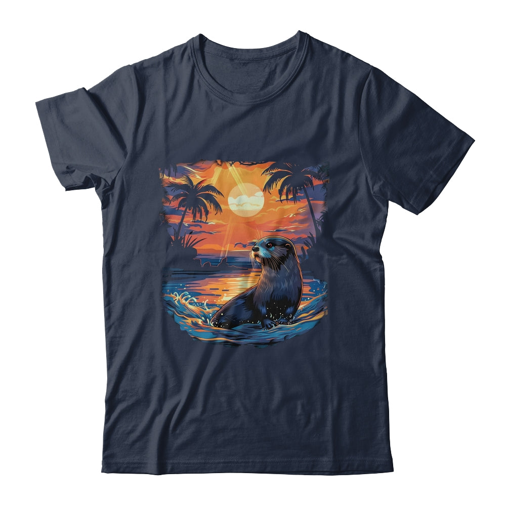 Cute Otter Discover The Spirit Animal River Otter Sunset Shirt & Tank Top | siriusteestore