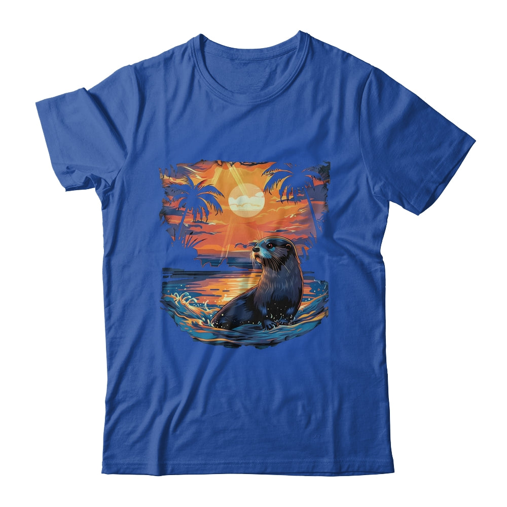 Cute Otter Discover The Spirit Animal River Otter Sunset Shirt & Tank Top | siriusteestore