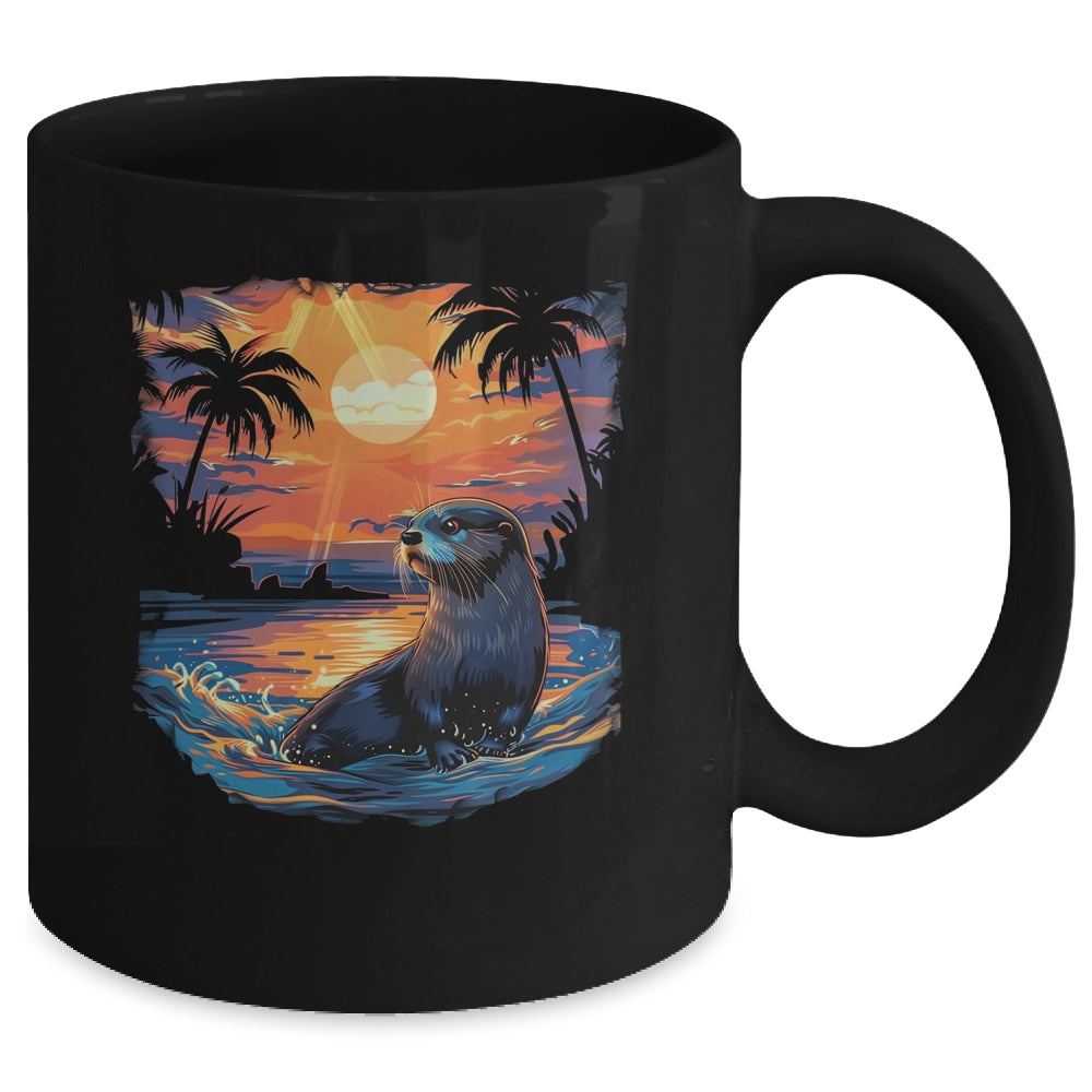 Cute Otter Discover The Spirit Animal River Otter Sunset Mug | siriusteestore
