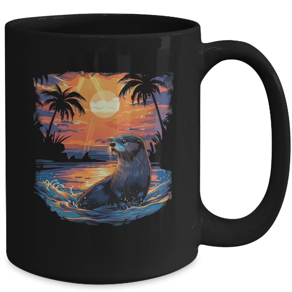 Cute Otter Discover The Spirit Animal River Otter Sunset Mug | siriusteestore