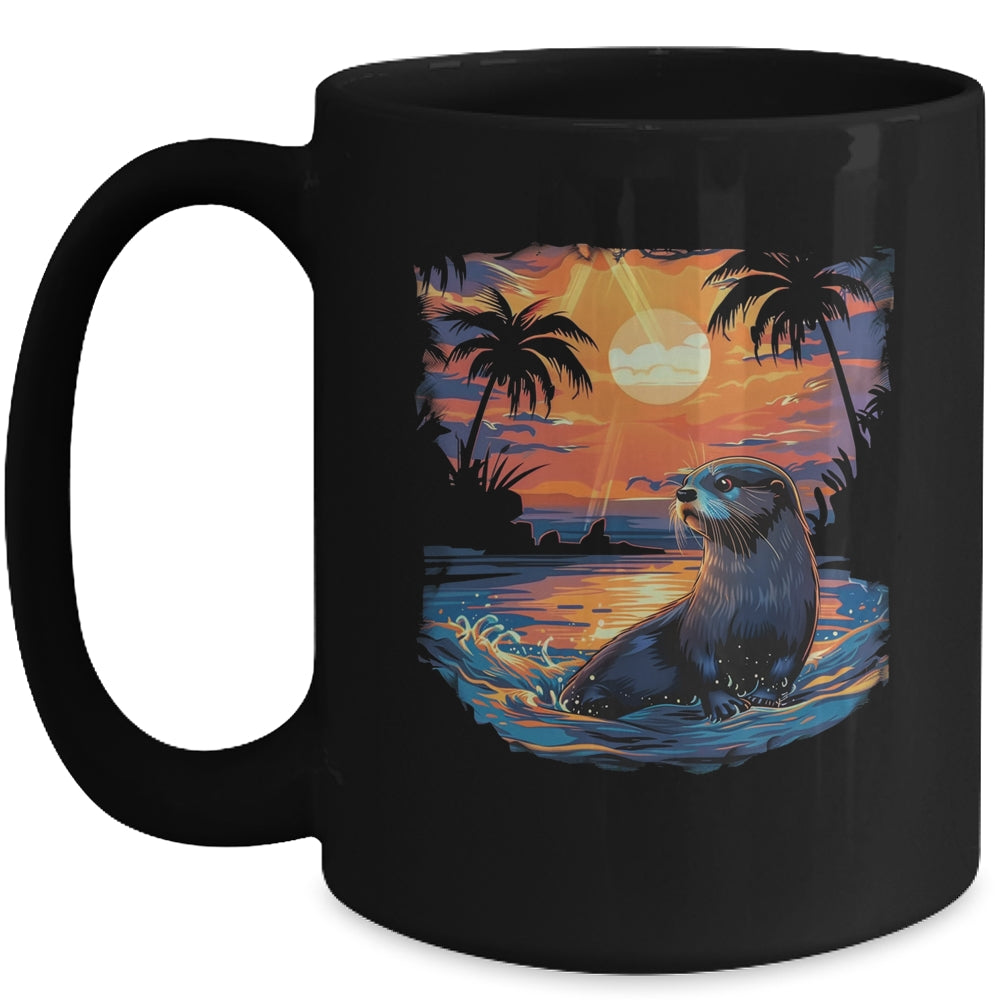 Cute Otter Discover The Spirit Animal River Otter Sunset Mug | siriusteestore