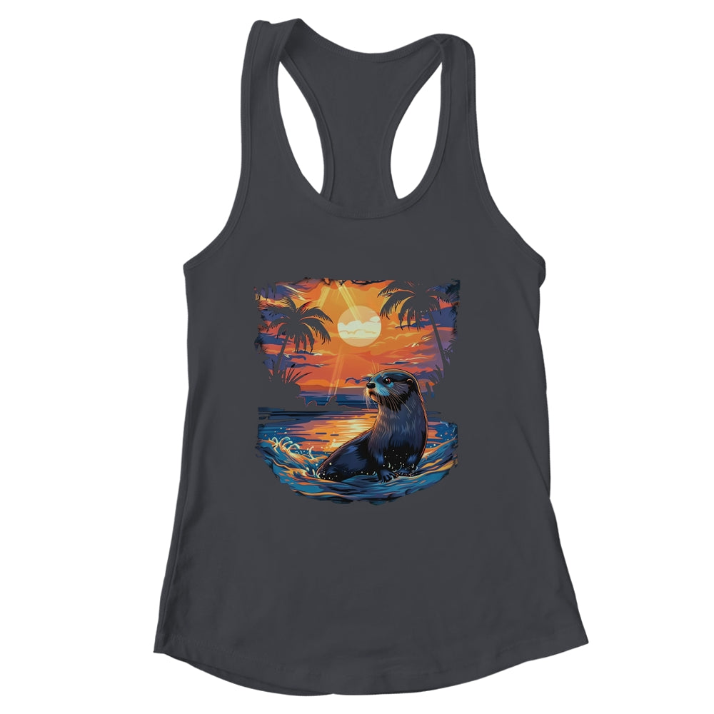 Cute Otter Discover The Spirit Animal River Otter Sunset Shirt & Tank Top | siriusteestore