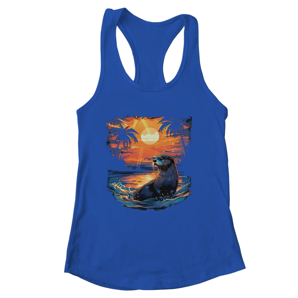 Cute Otter Discover The Spirit Animal River Otter Sunset Shirt & Tank Top | siriusteestore