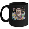 Cute Otter Face Floral Watercolor Painting Sea Otter Lover Mug | siriusteestore