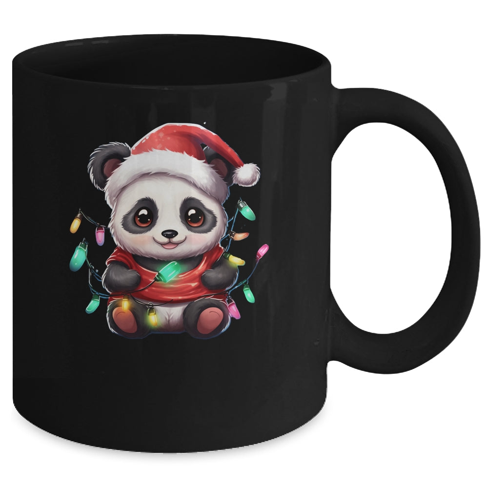 Cute Panda Santa Christmas Light Christmas Panda Women Kids Mug | siriusteestore