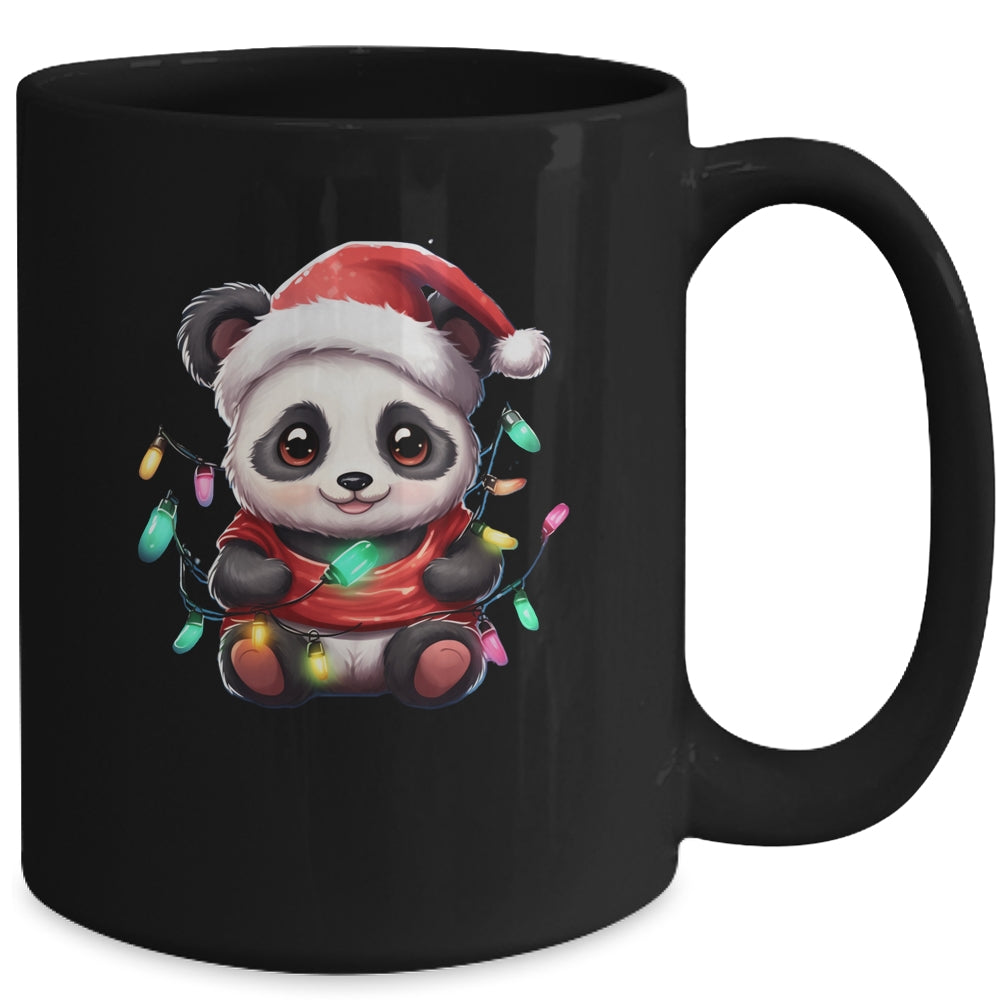 Cute Panda Santa Christmas Light Christmas Panda Women Kids Mug | siriusteestore