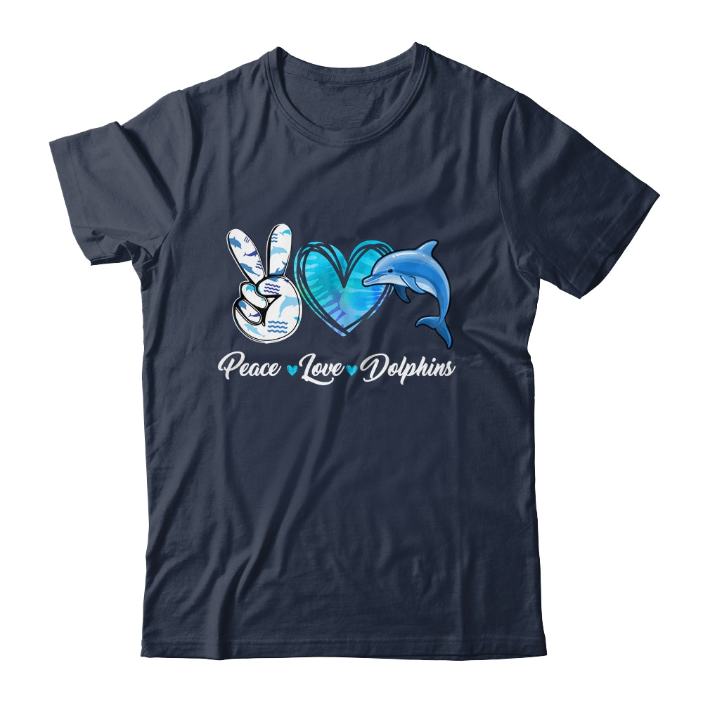 Cute Peace Love Dolphin Design For Men Women Kids Aquatic Shirt & Tank Top | siriusteestore