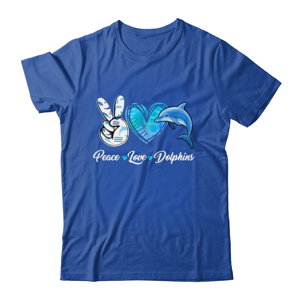 Cute Peace Love Dolphin Design For Men Women Kids Aquatic Shirt & Tank Top | siriusteestore