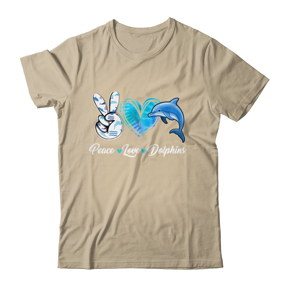 Cute Peace Love Dolphin Design For Men Women Kids Aquatic Shirt & Tank Top | siriusteestore