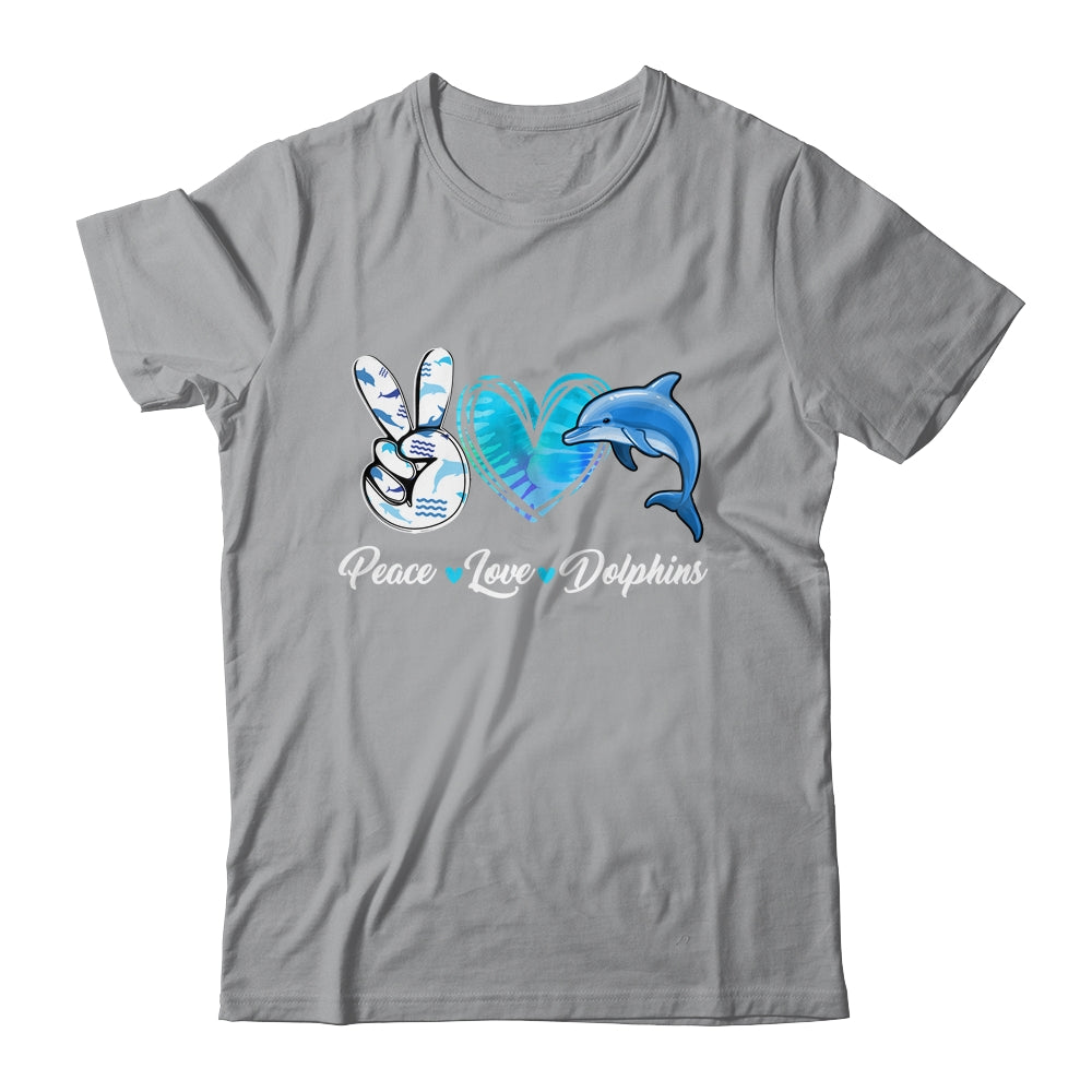Cute Peace Love Dolphin Design For Men Women Kids Aquatic Shirt & Tank Top | siriusteestore