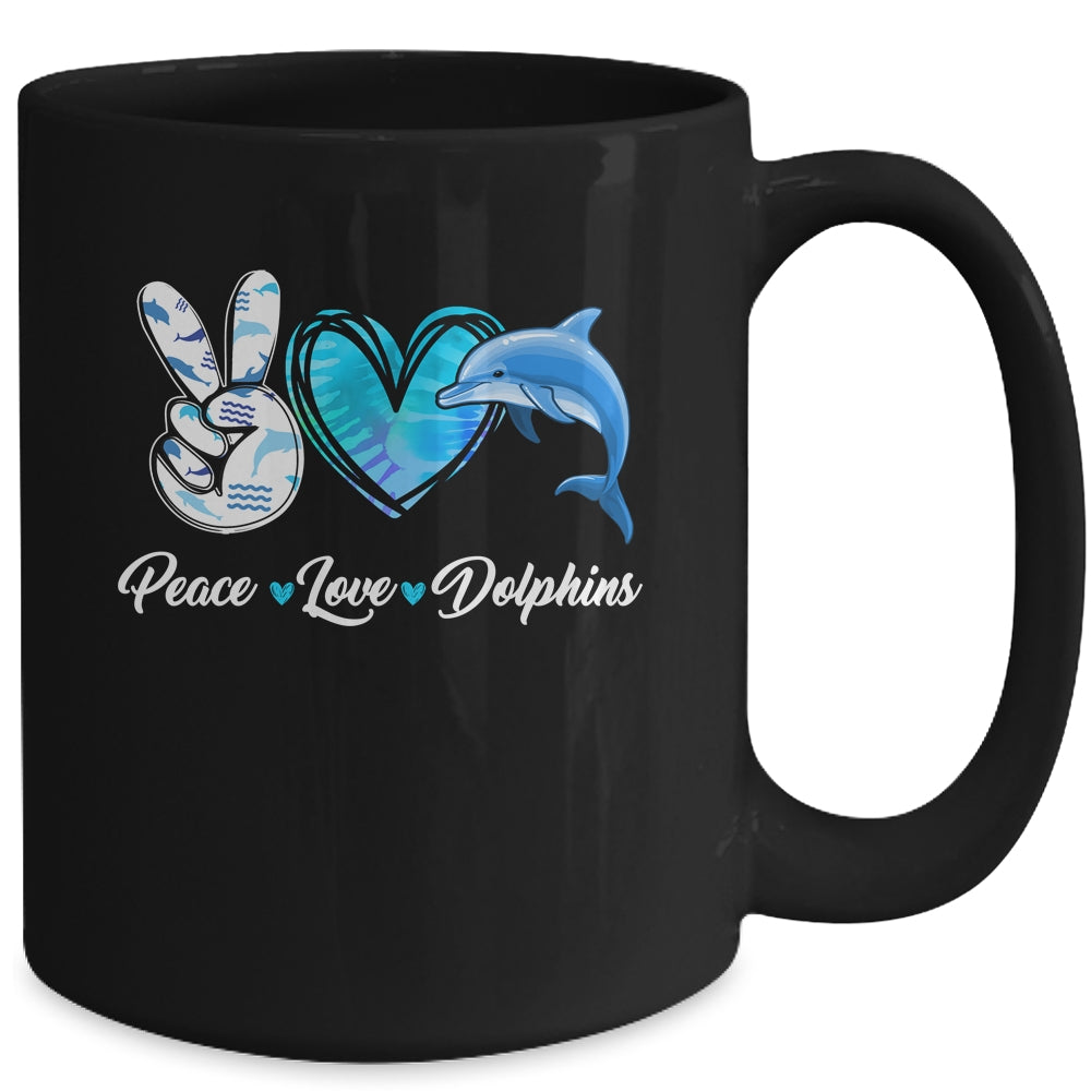 Cute Peace Love Dolphin Design For Men Women Kids Aquatic Mug | siriusteestore