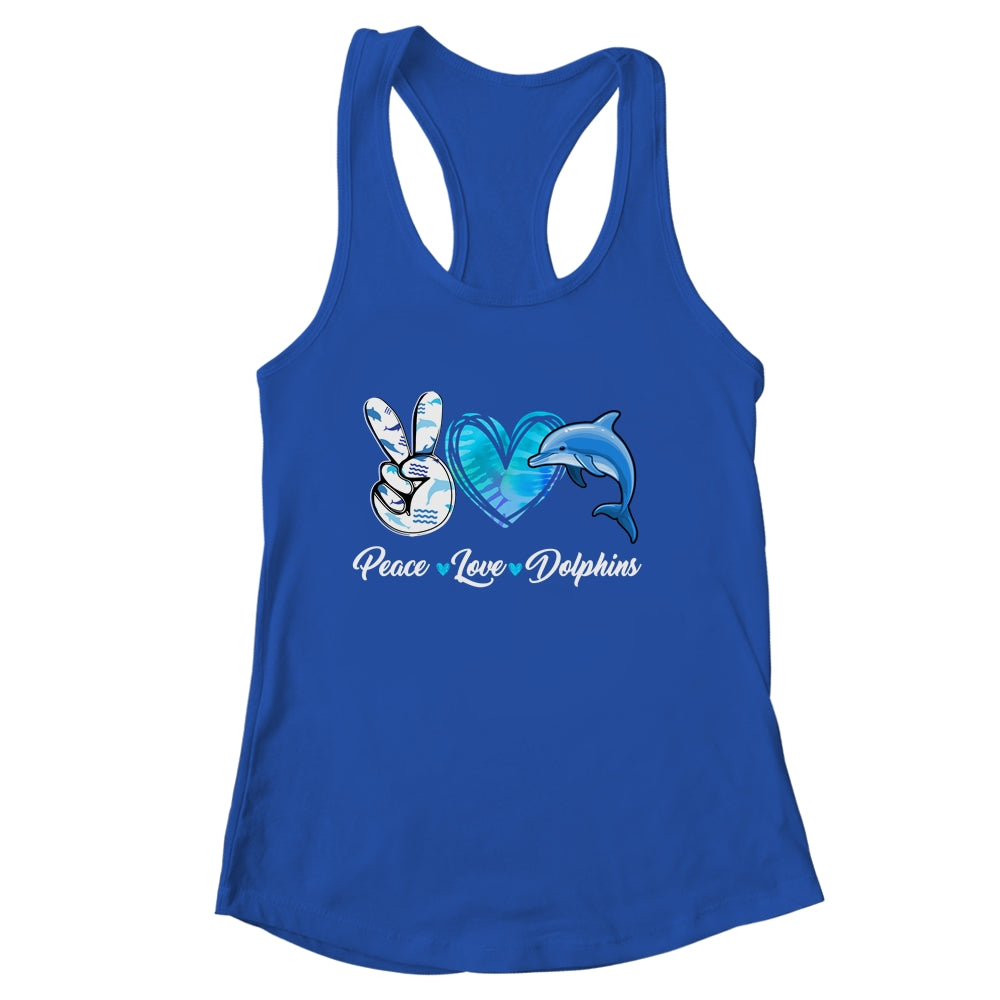 Cute Peace Love Dolphin Design For Men Women Kids Aquatic Shirt & Tank Top | siriusteestore