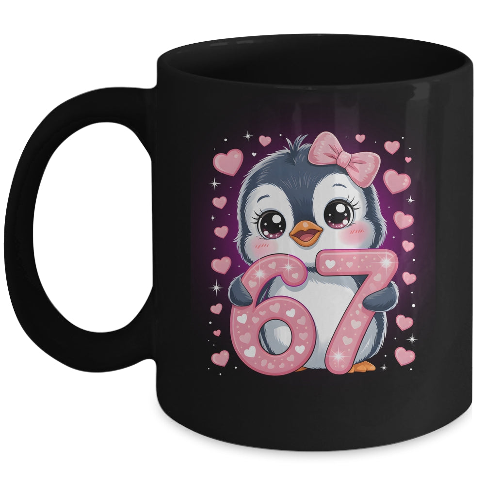 Cute Penguin 67 Six Seven Valentine Heart Lovers 6 7 Meme Mug | siriusteestore