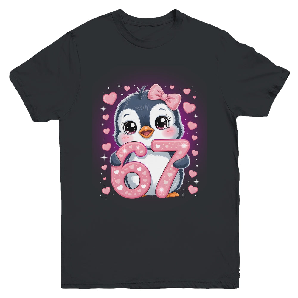 Cute Penguin 67 Six Seven Valentine Heart Lovers 6 7 Meme Youth Shirt | siriusteestore