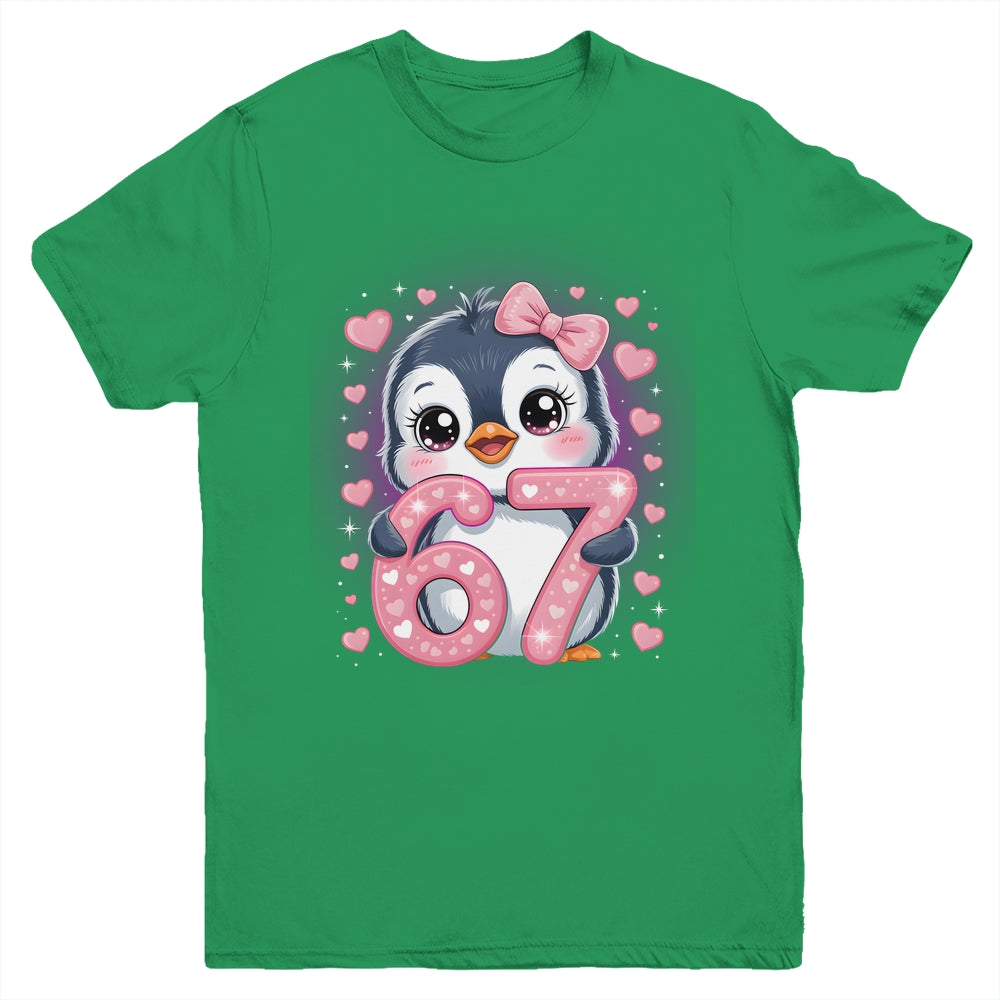 Cute Penguin 67 Six Seven Valentine Heart Lovers 6 7 Meme Youth Shirt | siriusteestore