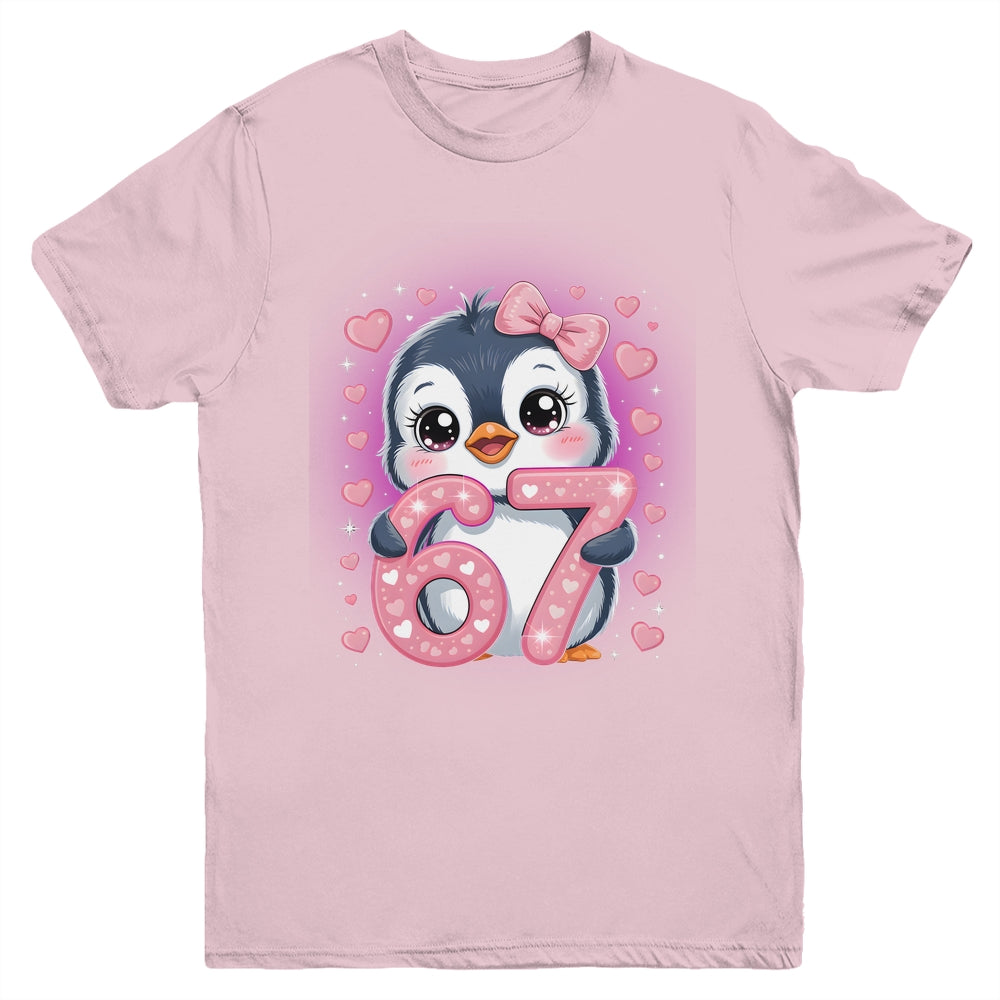 Cute Penguin 67 Six Seven Valentine Heart Lovers 6 7 Meme Youth Shirt | siriusteestore