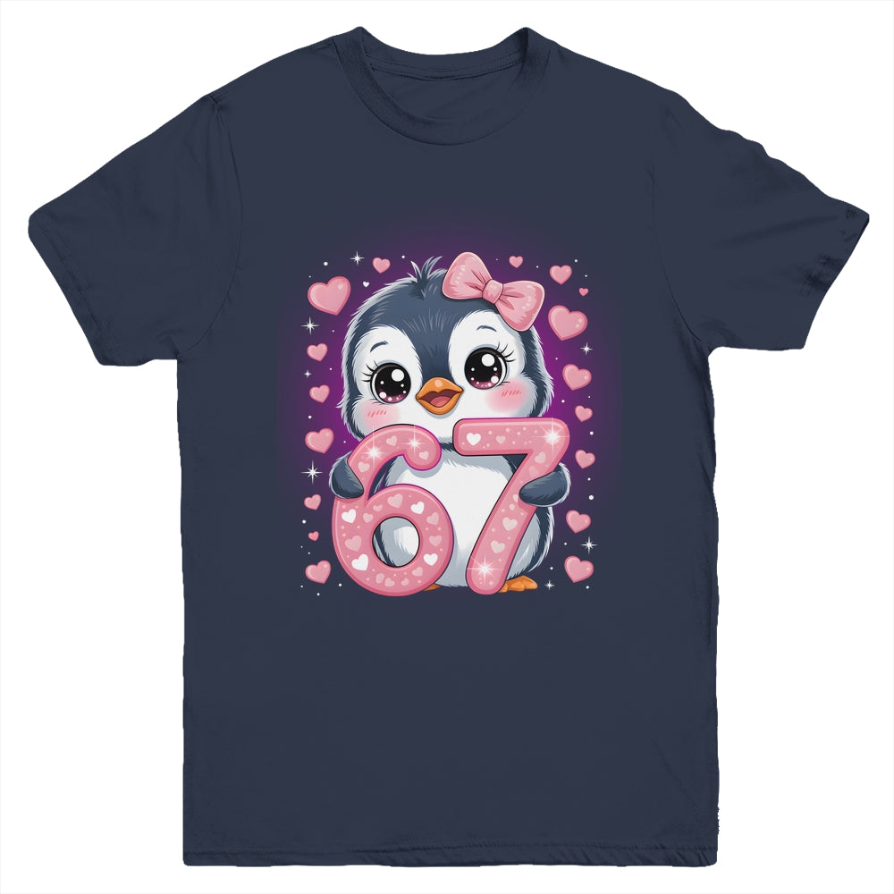 Cute Penguin 67 Six Seven Valentine Heart Lovers 6 7 Meme Youth Shirt | siriusteestore