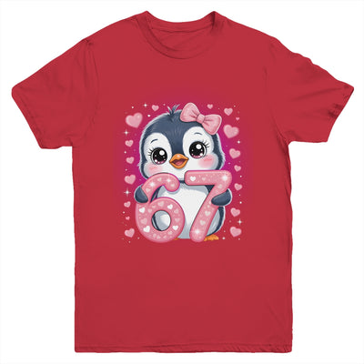 Cute Penguin 67 Six Seven Valentine Heart Lovers 6 7 Meme Youth Shirt | siriusteestore
