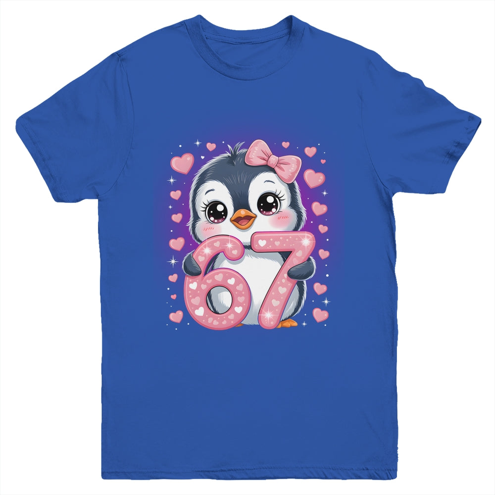 Cute Penguin 67 Six Seven Valentine Heart Lovers 6 7 Meme Youth Shirt | siriusteestore