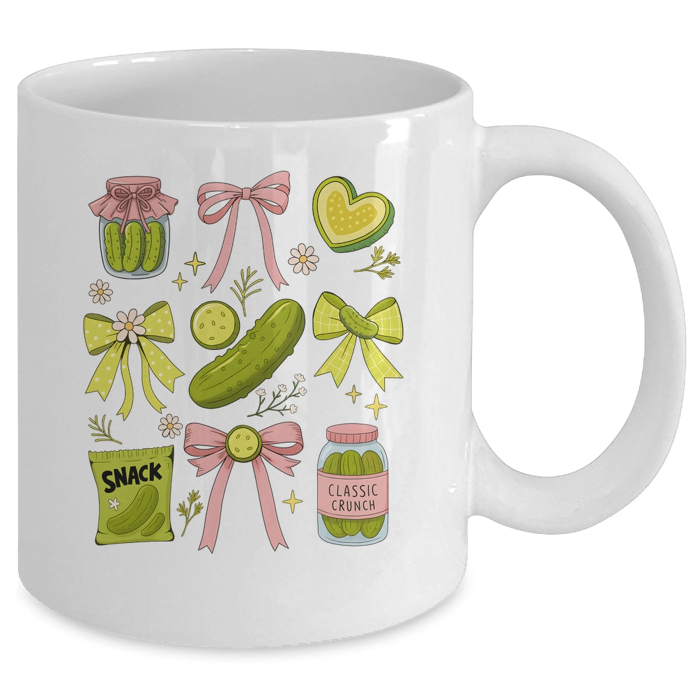 Cute Pickle Bow Funny Snack Pickle Lover Pink Coquette Mug | siriusteestore