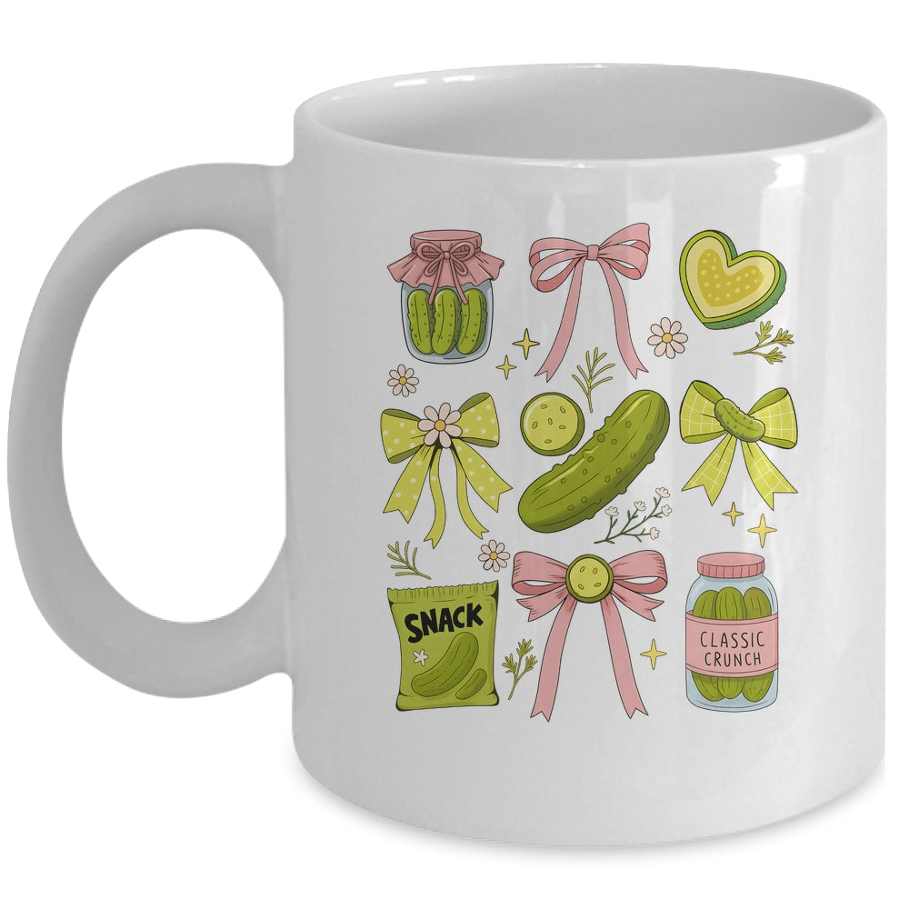 Cute Pickle Bow Funny Snack Pickle Lover Pink Coquette Mug | siriusteestore
