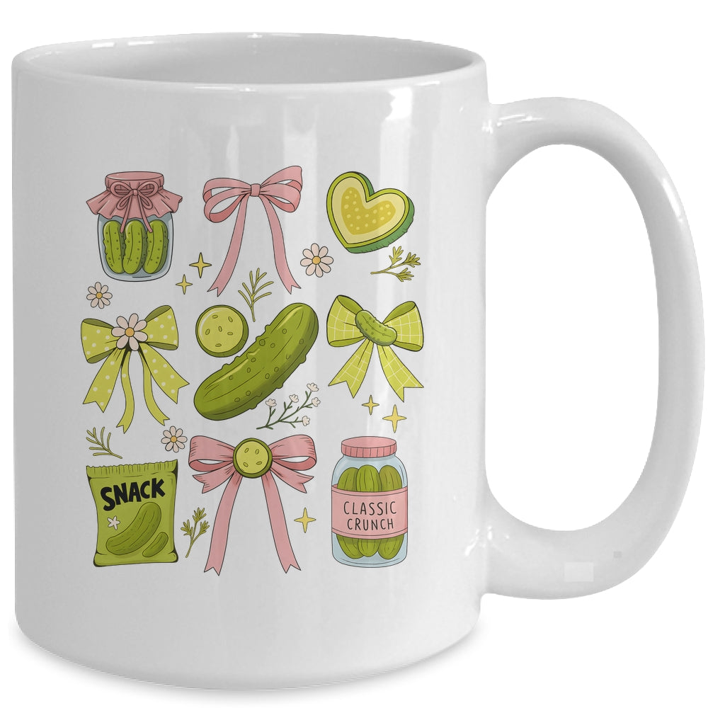 Cute Pickle Bow Funny Snack Pickle Lover Pink Coquette Mug | siriusteestore