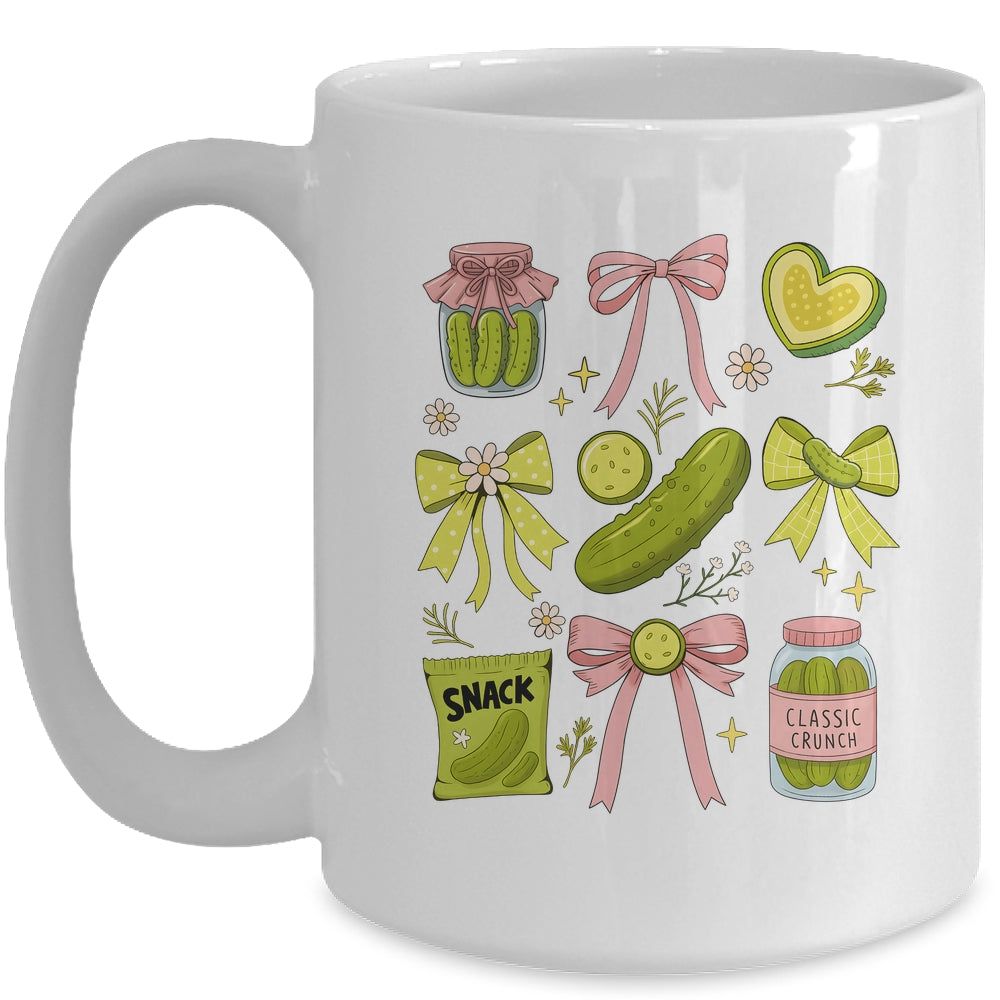 Cute Pickle Bow Funny Snack Pickle Lover Pink Coquette Mug | siriusteestore