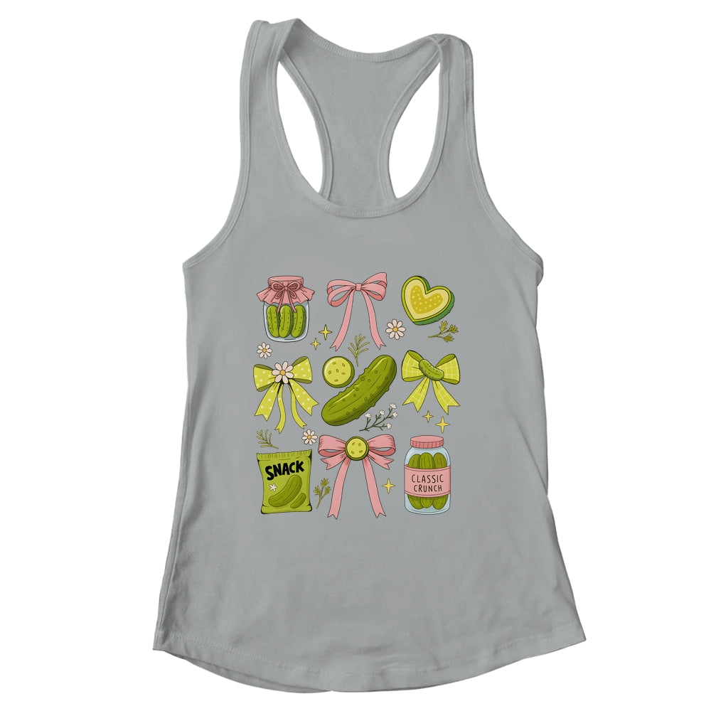Cute Pickle Bow Funny Snack Pickle Lover Pink Coquette Shirt & Tank Top | siriusteestore