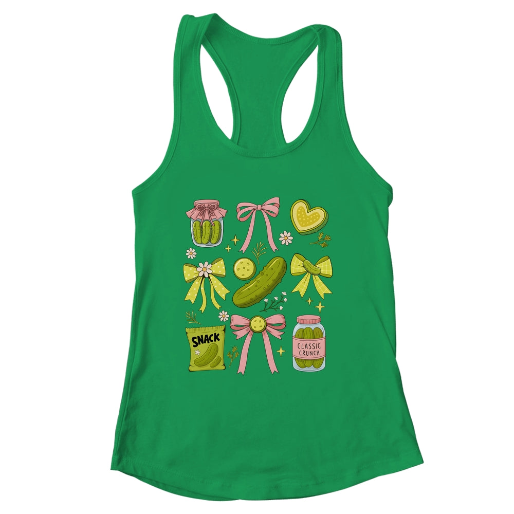 Cute Pickle Bow Funny Snack Pickle Lover Pink Coquette Shirt & Tank Top | siriusteestore